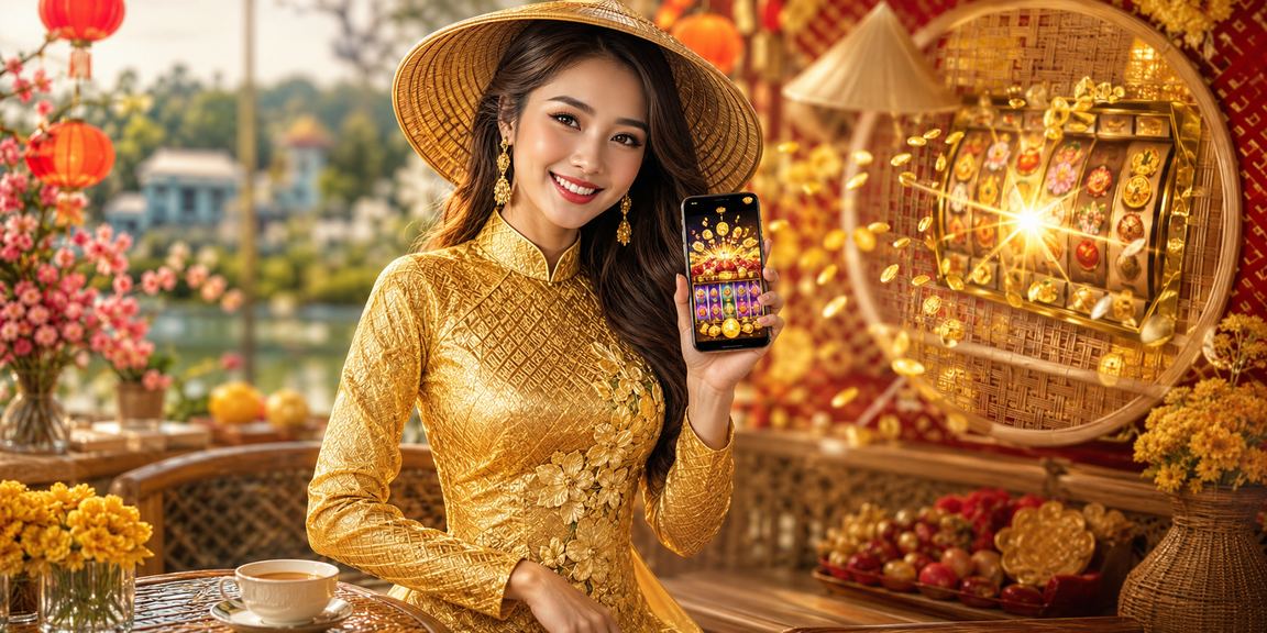 Người chơi Đà Lạt trải nghiệm slot game trực tuyến trong bộ áo dài